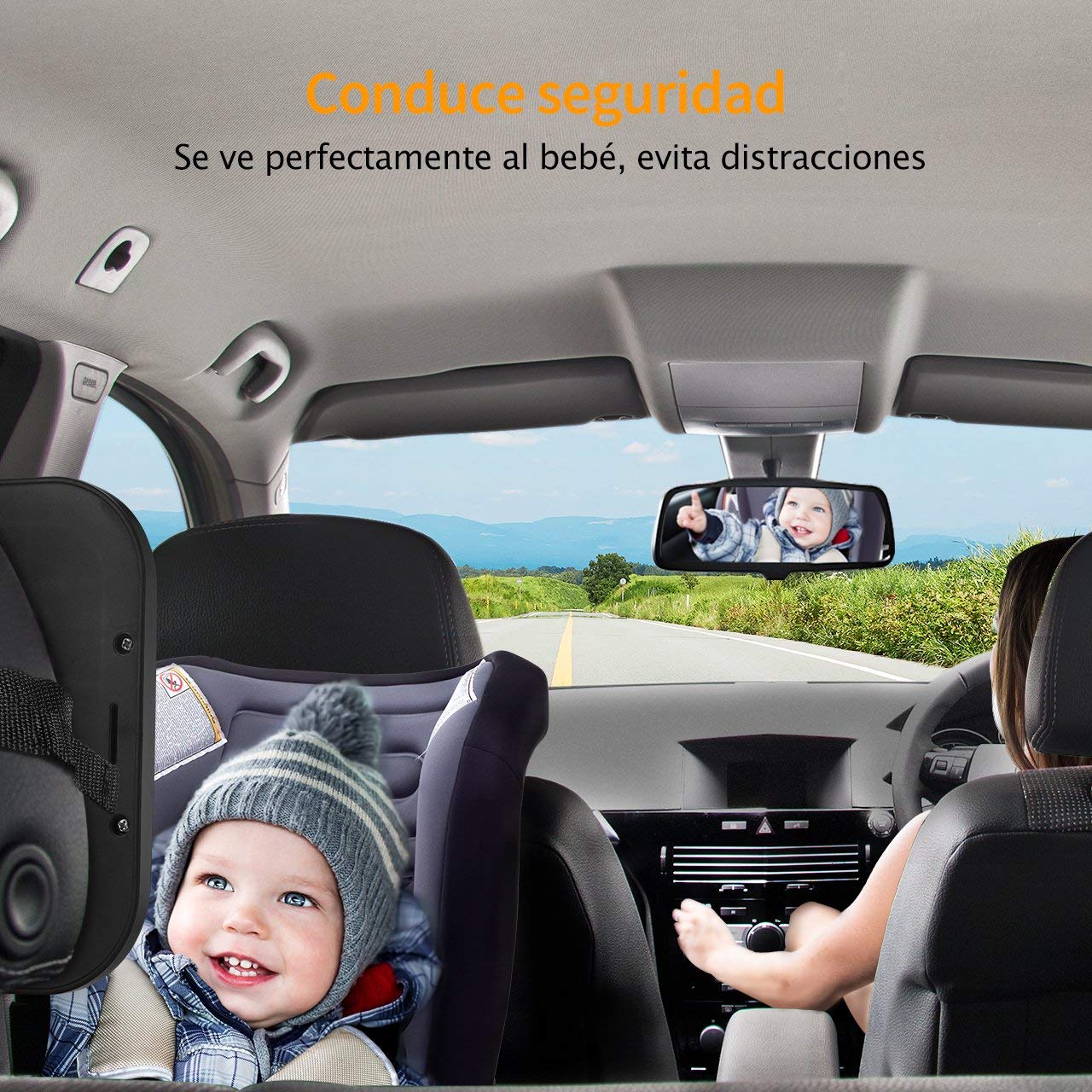 Espejo retrovisor coche para vigilar al bebé, 360° Ajustable
