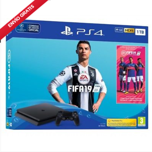 PS4 1TB + JUEGO FIFA 19 + PSPLUS 14 DÍAS CONSOLA PLAYSTATION 4