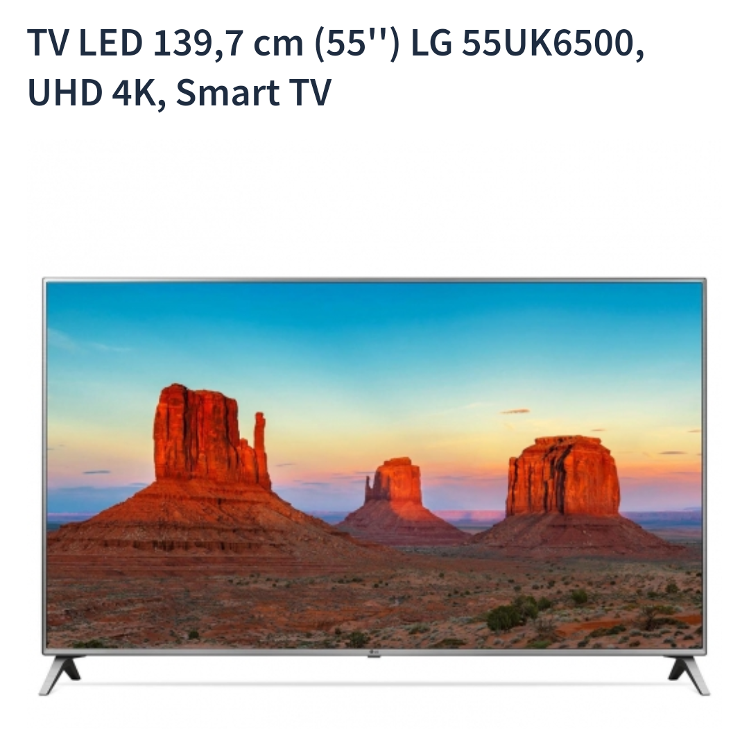 TV LED 139,7 cm (55'') LG 55UK6500, UHD 4K, Smart TV