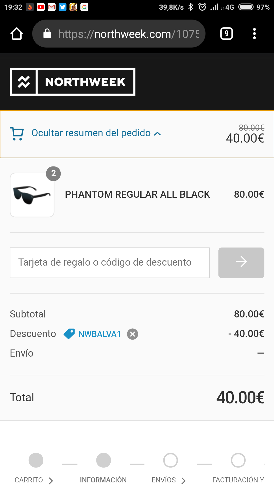 50% en gafas de sol Northweek