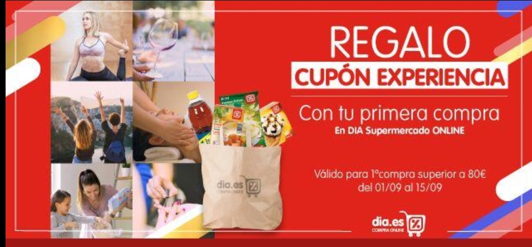 Cupón de experiencia con tu primera compra online en DIA (+80€)