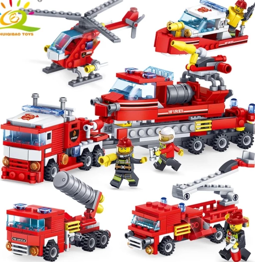 348 piezas para construir tu equipo completo de bomberos