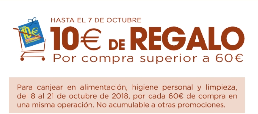 10€ de regalo supermercado Corte Inglés