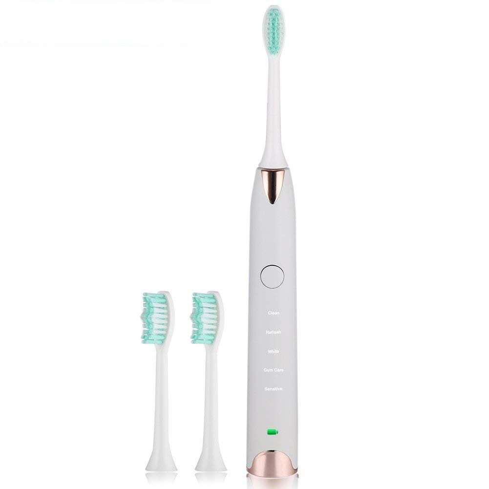 Cepillo de dientes eléctrico recargable , 1 mango, 5 modos y 2 cabezal de recambio