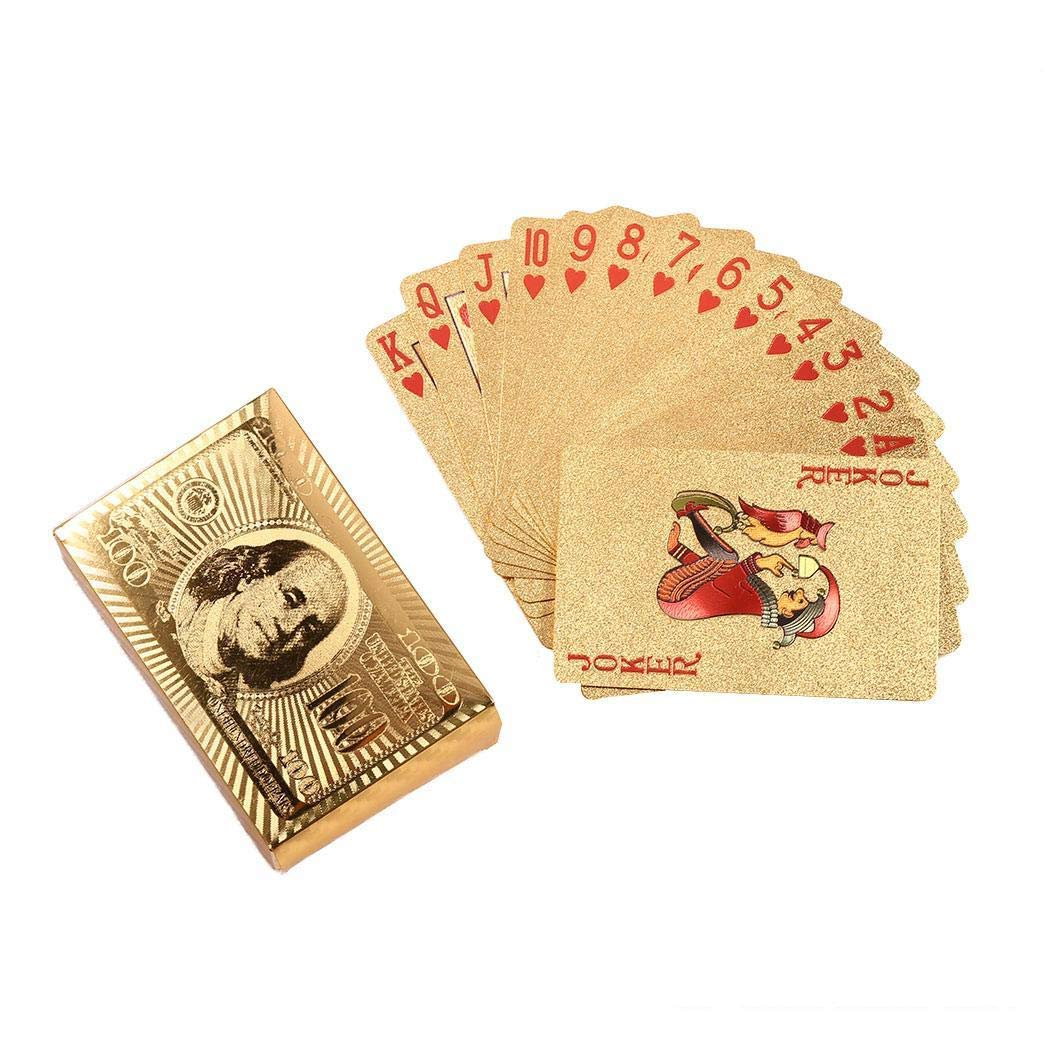 Juego de Cartas Póker Impermeables 1 Set Barajas de Cartas de Póker (Dorado)