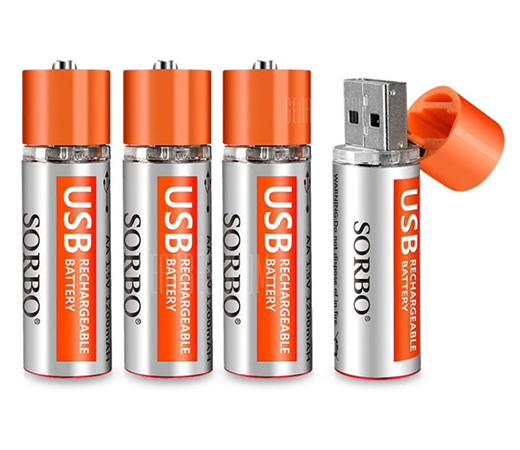 4 Pilas recargables USB Face Master 1,5V AA