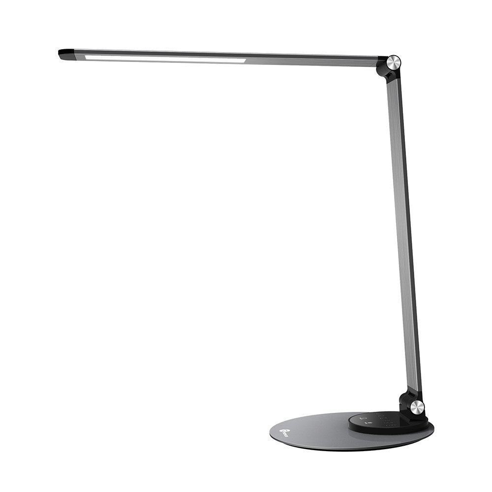 Lámpara de escritorio LED ultra-delgada, aluminio aleado, 6 Brillo 3 modos de color