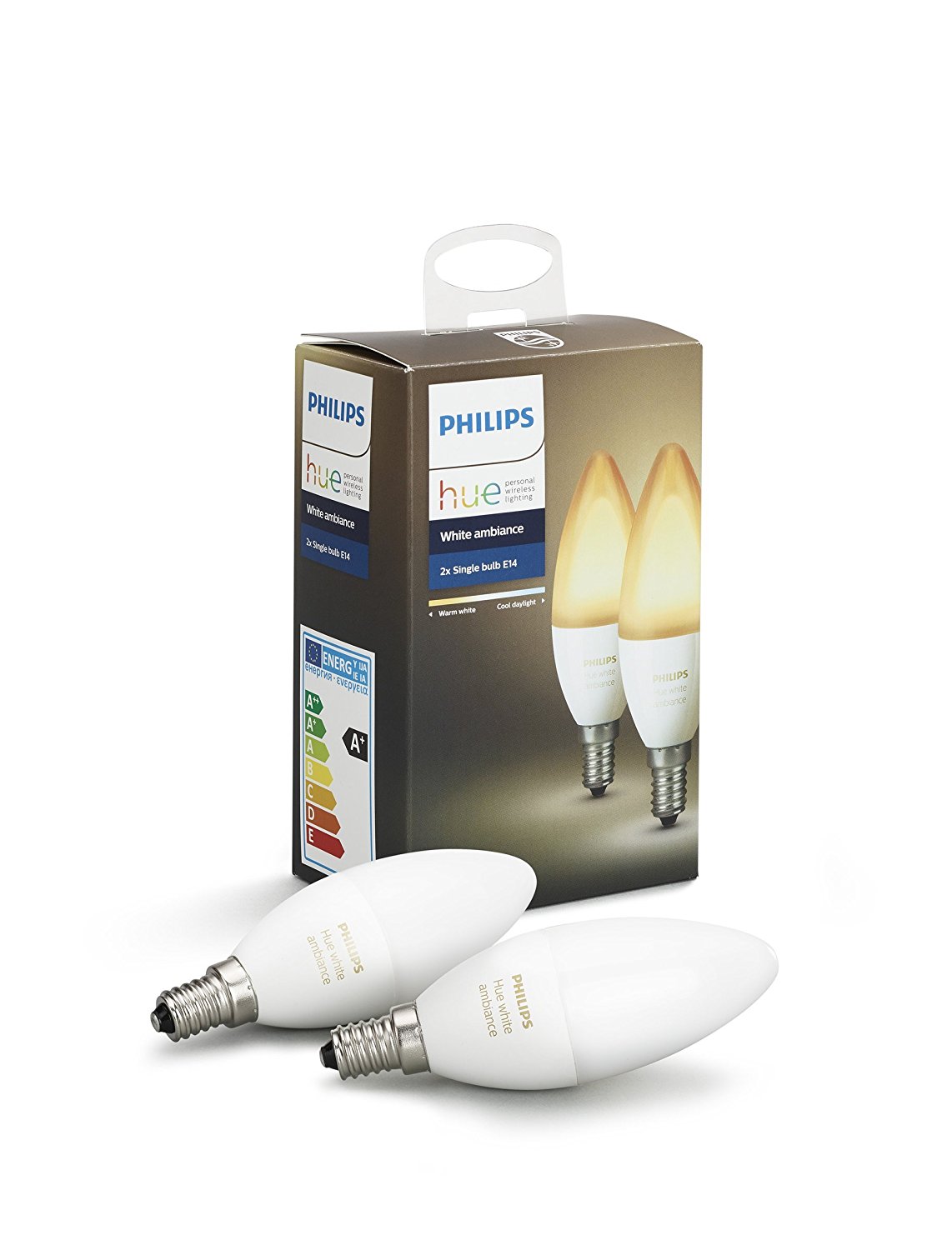 Pack de 2 Bombillas LED E14 Philips Hue White Ambience solo 31€