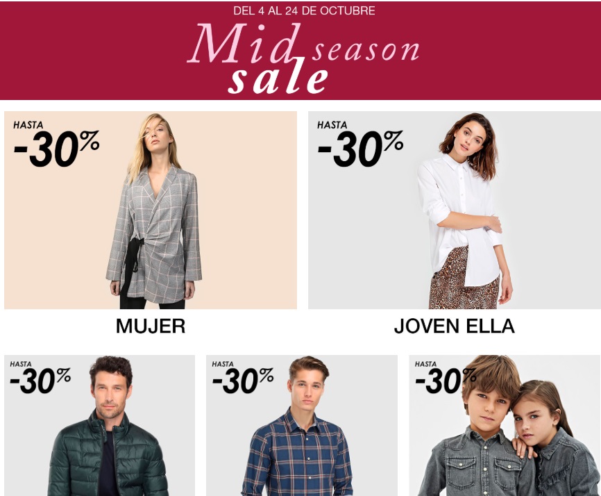 El corte inglés Mid Season Sale hasta el 30% en ropa y accesorios
