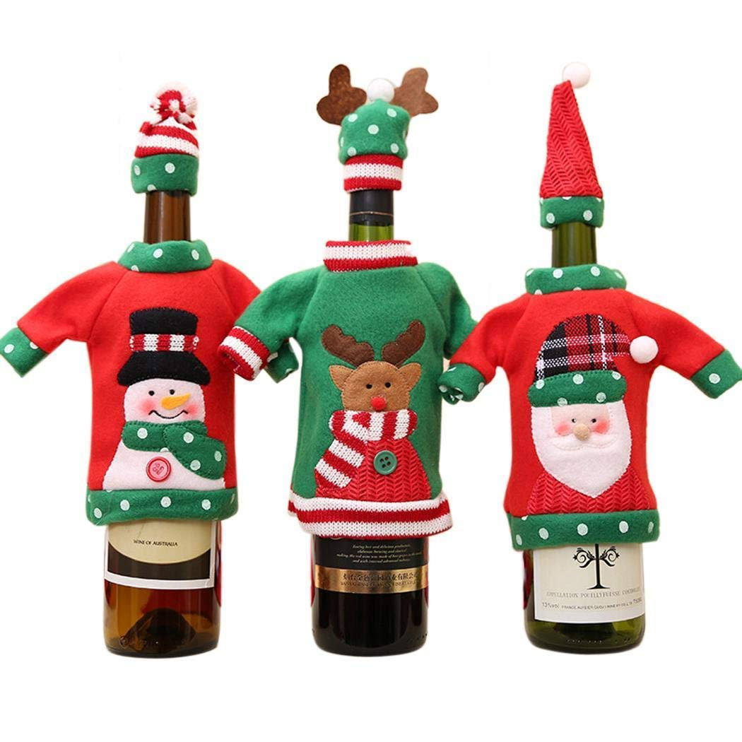 Conjunto de Cubierta de suéter de Botella de Vino Decorado Navidad