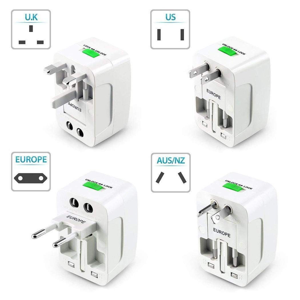 Adaptador Enchufe de Viaje Universal con Dos Puertos USB para US EU UK AU