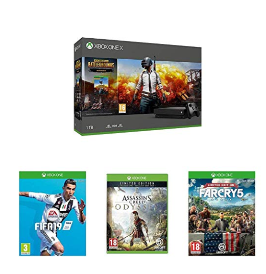 Xbox One X 1TB + PUBG + FIFA19 + Assasins Creed + Far Cry 5
