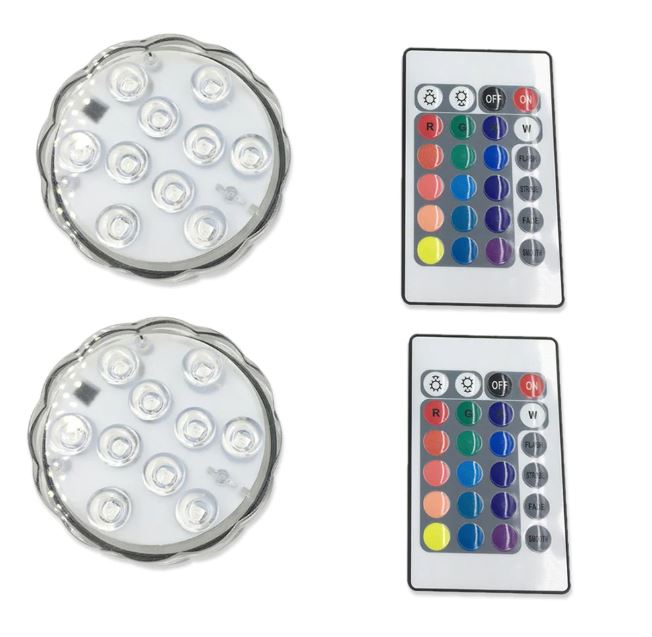 Pack de 2 lámparas LED sumergibles con mando a distancia