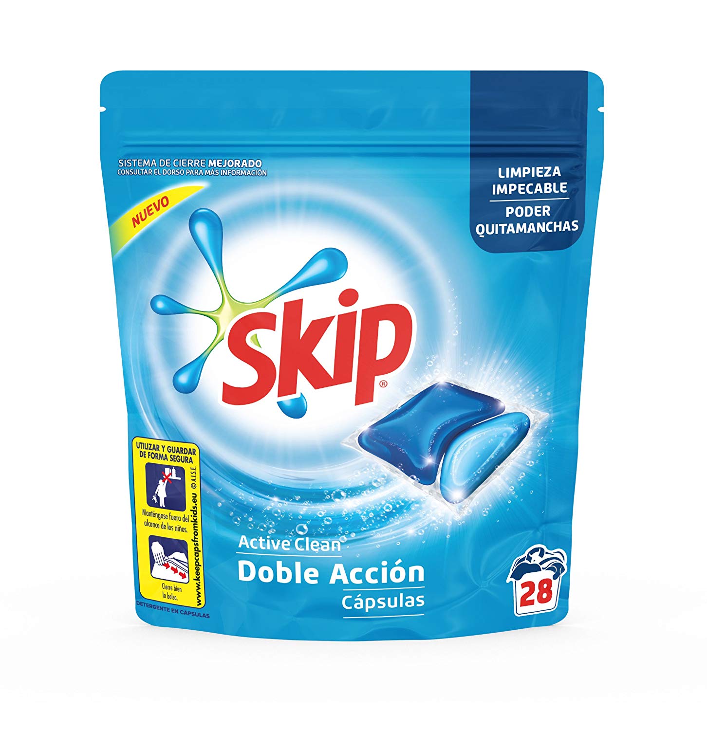 Skip active clean detergente cápsulas 4x28