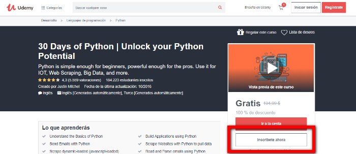 inscribete ahora udemy