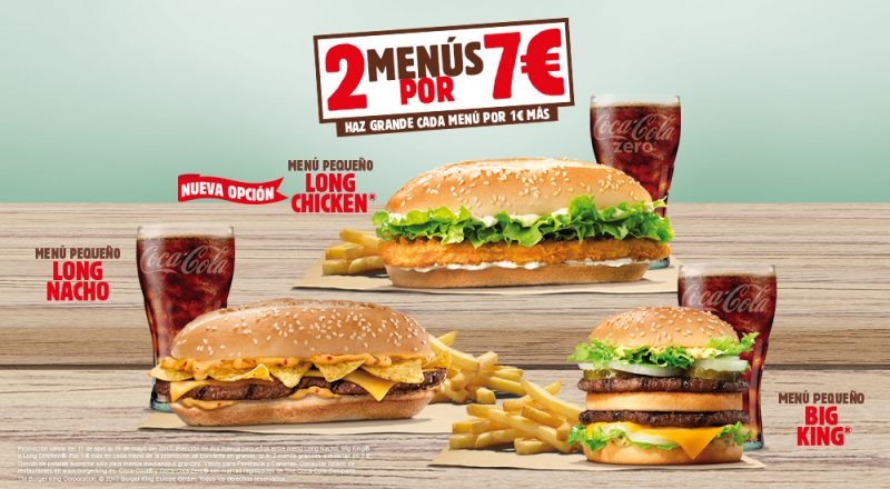 2 menús pequeños por 7€ en Burguer King