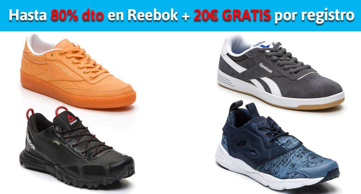 Hasta 80% de dto en Reebok + 20€ gratis por registro