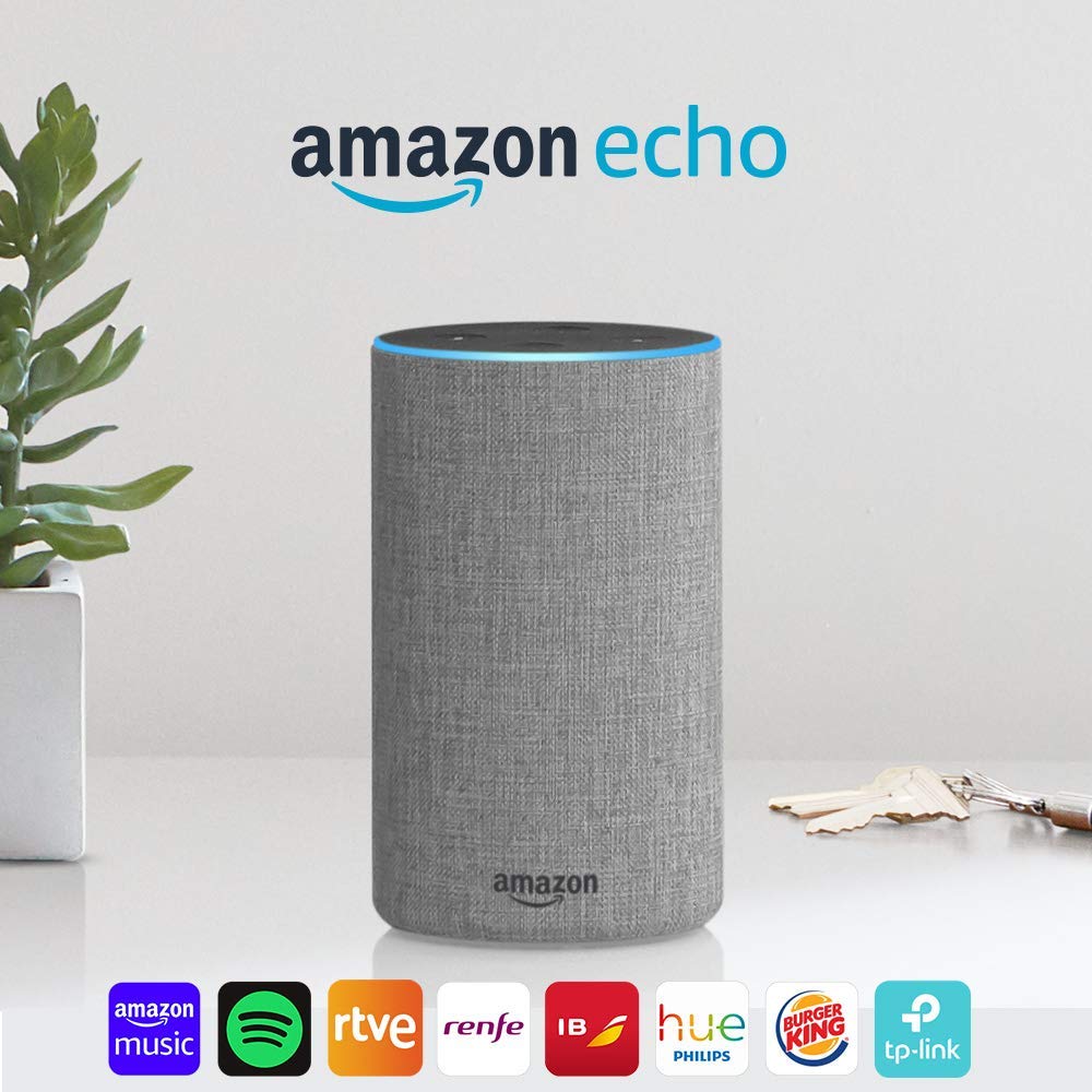 Amazon Echo (2.ª generación) - Altavoz inteligente con Alexa, tela de color gris oscuro