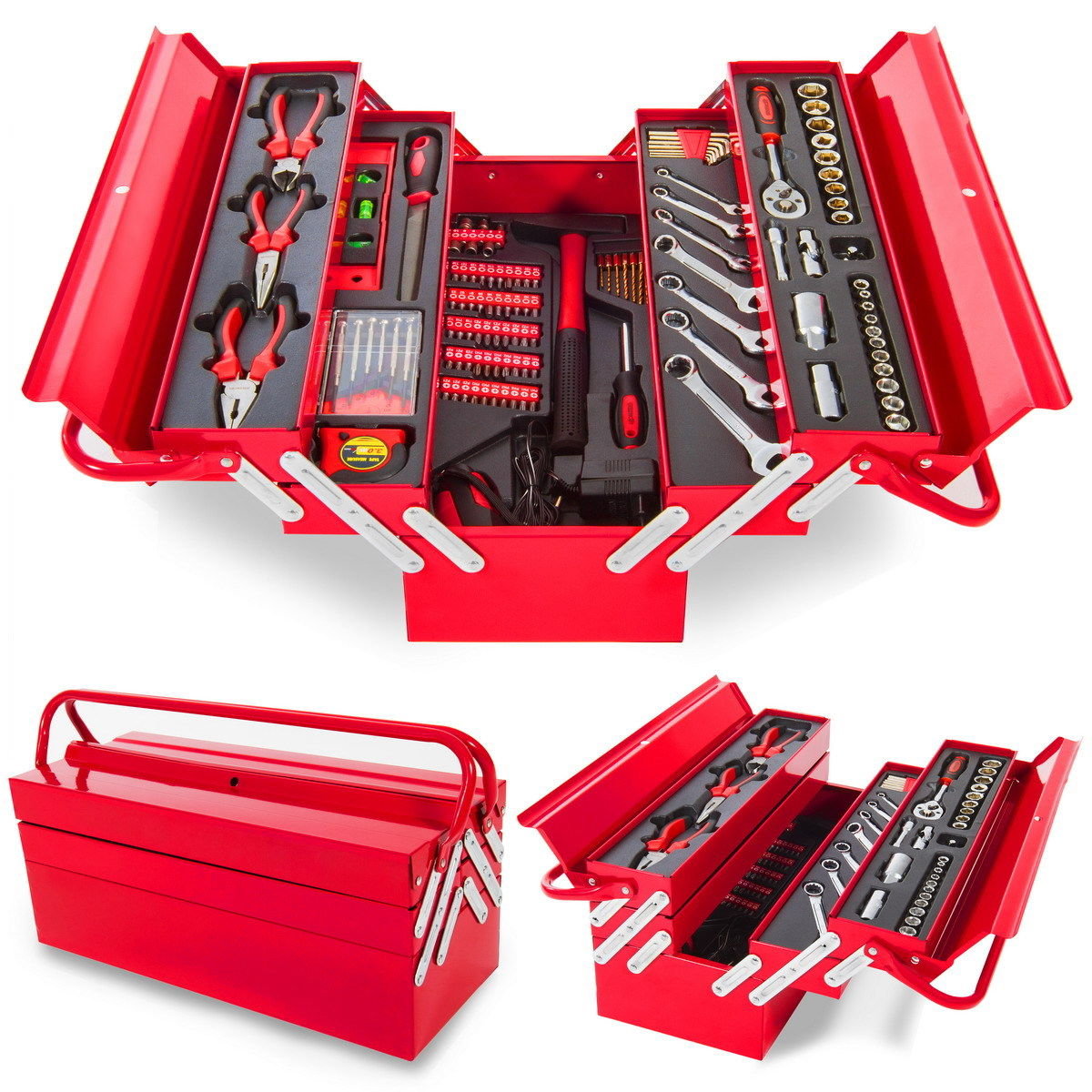 Caja de herramientas con maletín portátil de aluminio de 118 piezas