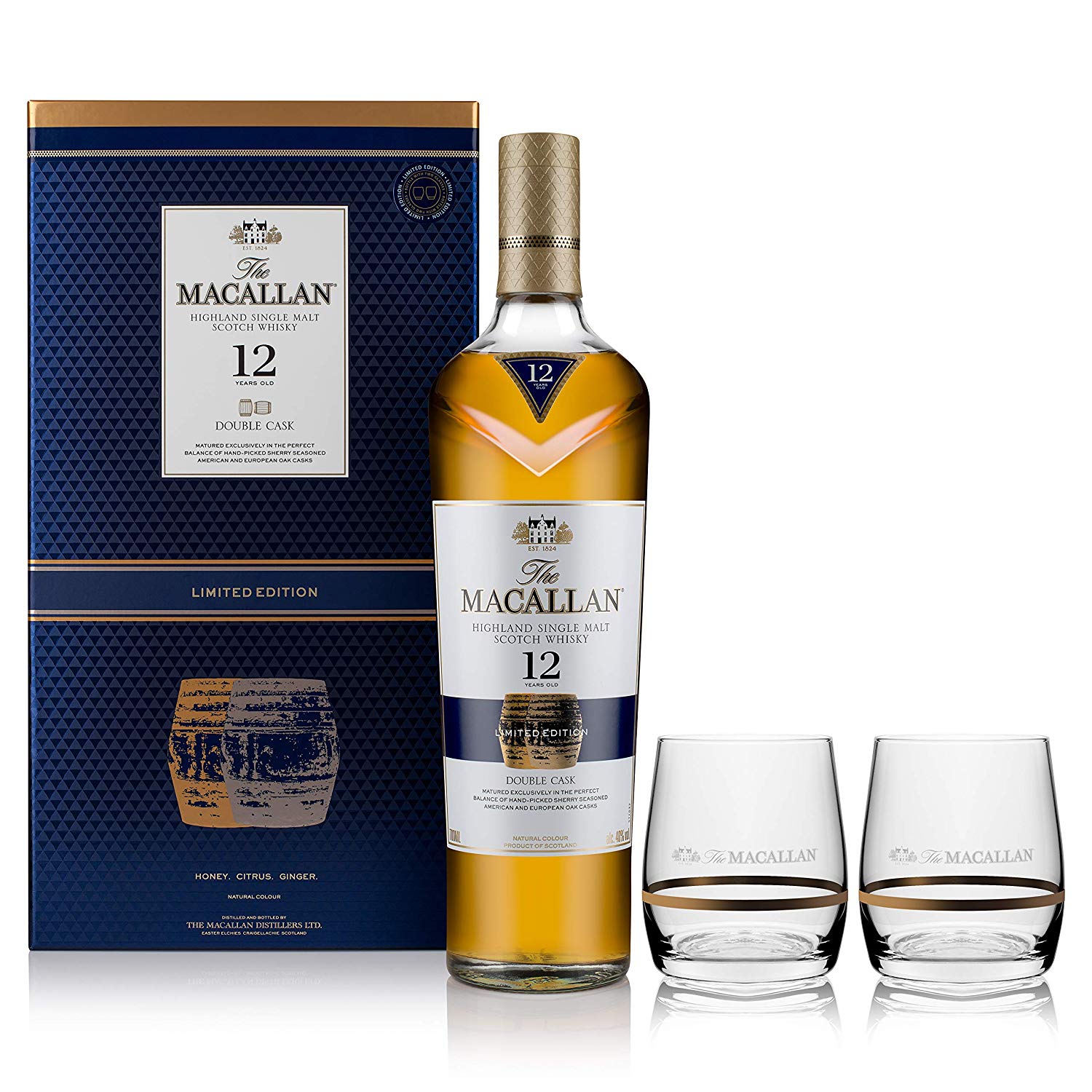 Whisky escocés Macallan 12Y Double Cask + 2 vasos solo 42,4€
