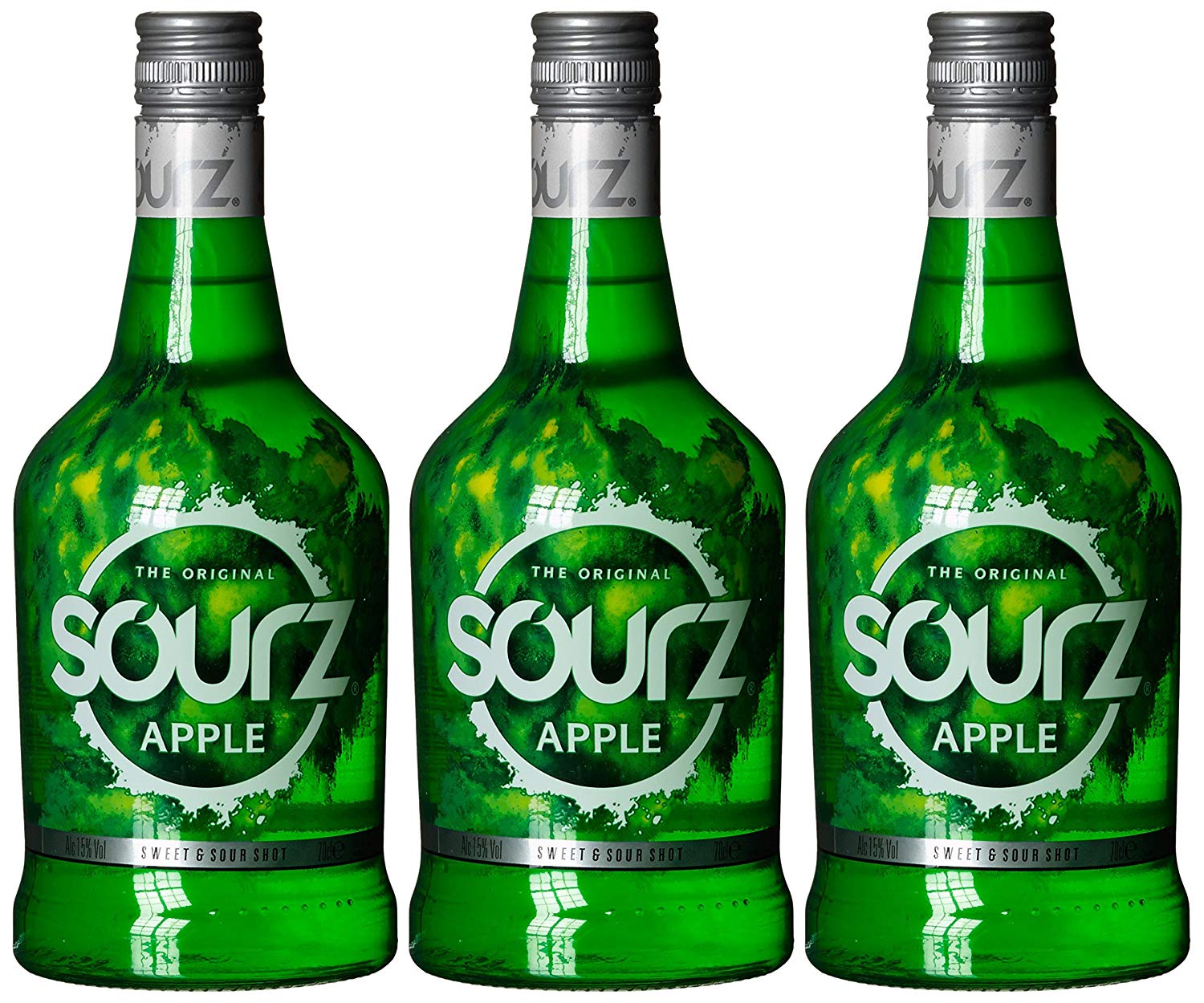 3 Botellas Sourz licor de manzana solo 15,7€