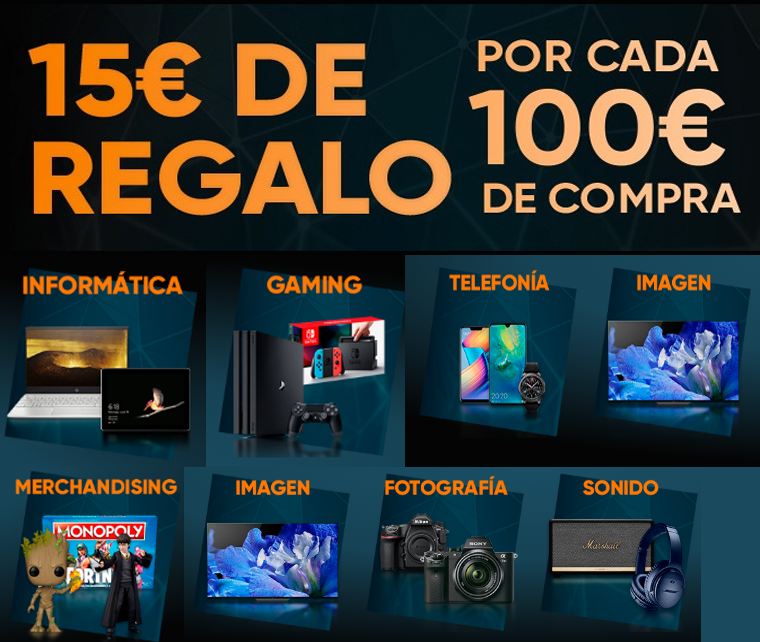 15€ GRATIS por cada 100€ de compra en Fnac