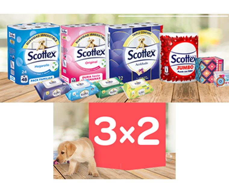 3x2 en papel Scottex en Carrefour