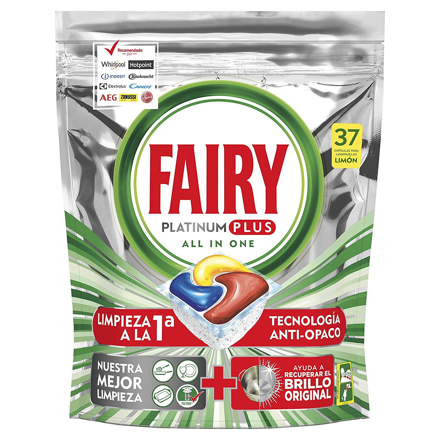 37 capsulas de Lavavajillas Fairy Platinum Plus solo 9,8€