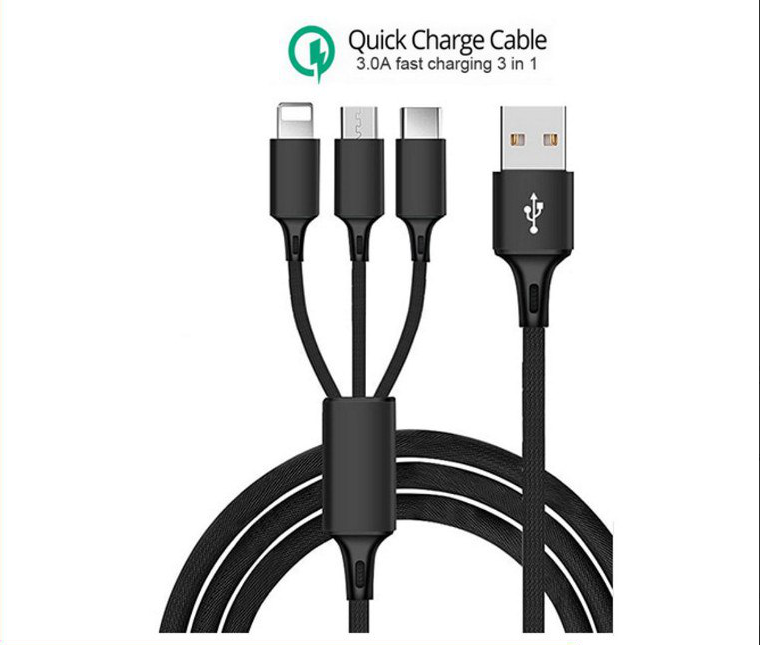 Cable USB 3en1 QC solo 1,7€