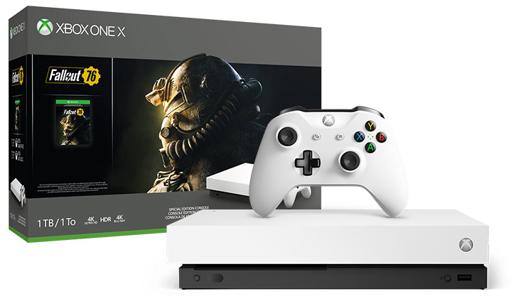 Xbox One X Robot white + Fallout 76 solo 321€