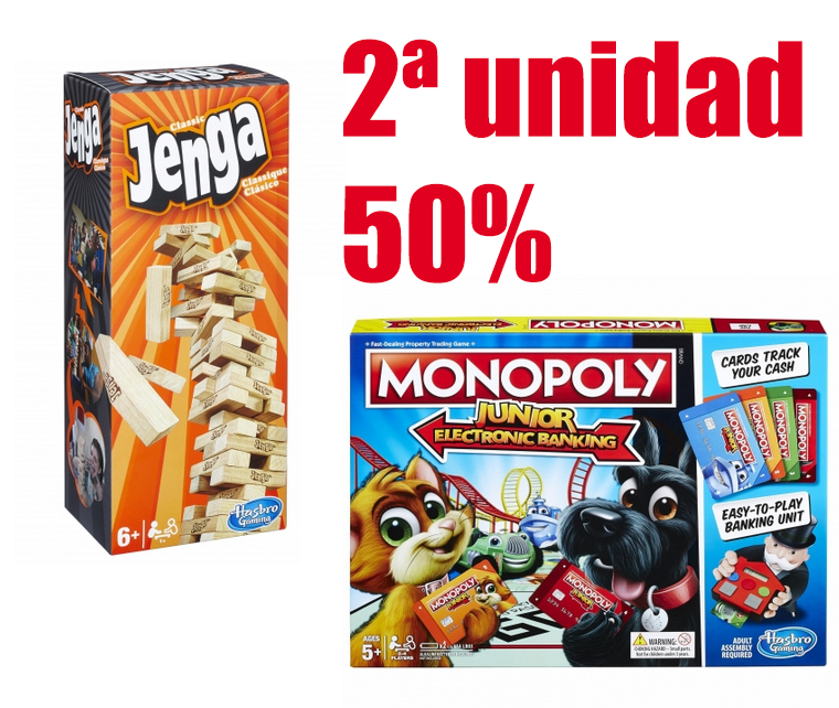 50% la 2ª unidad en Juegos de mesa y manualidades