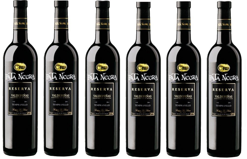 Pack de 6 Botellas de Vino Pata Negra Reserva Valdepeñas solo 14,9€