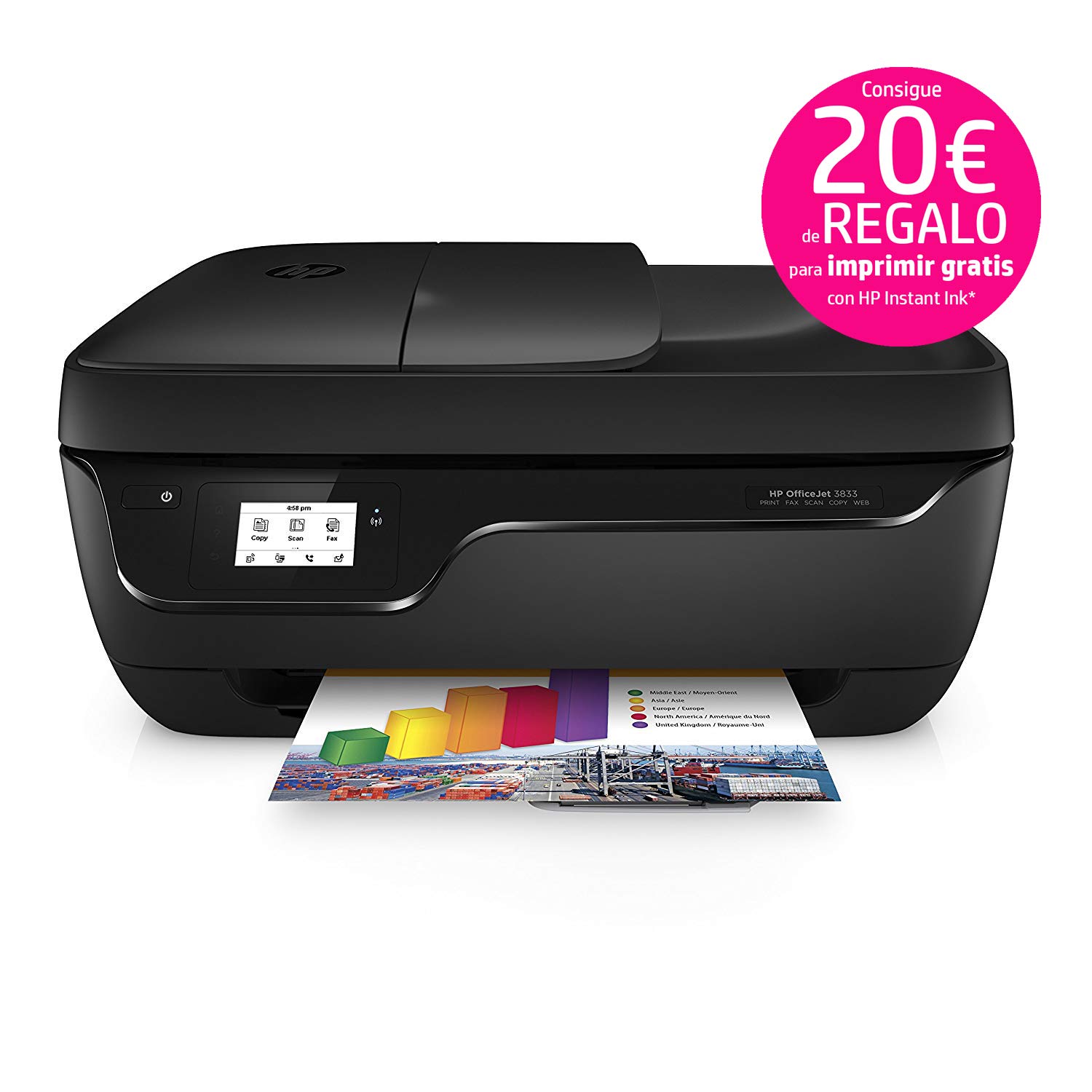 Impresora Multifunción HP OfficeJet 3833 con 2 meses de tinta solo 37,9€