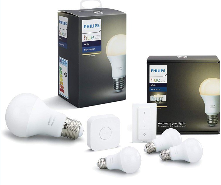 Kit de 4 bombillas LED E27 Philips Hue White solo 84,8€