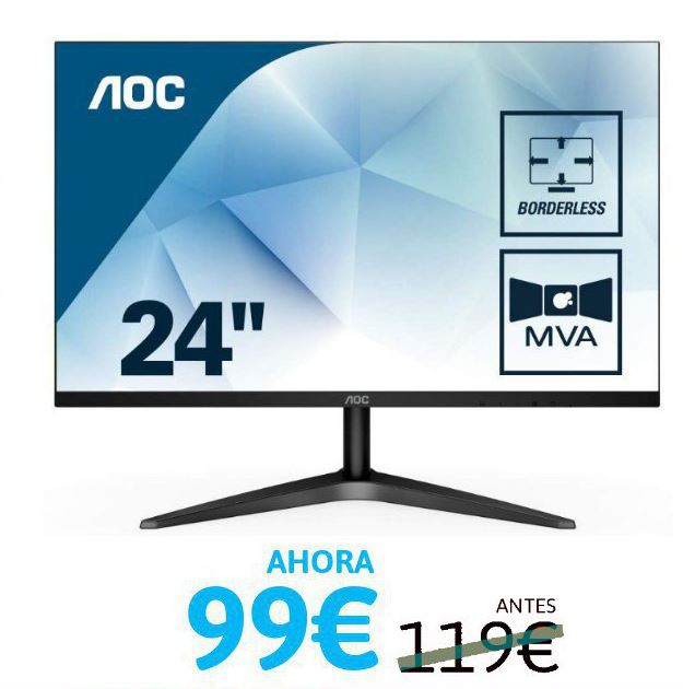 Monitor AOC 24" sin marcos solo 99,9€