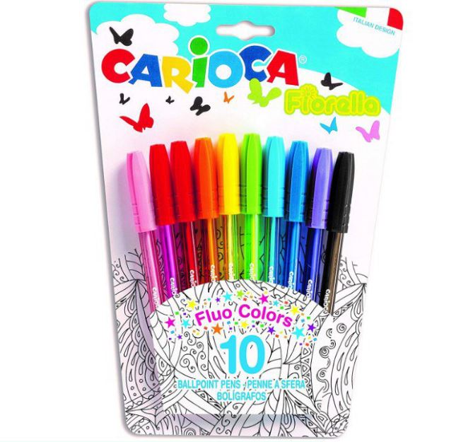 Blíster de 10 bolígrafos de colores Carioca Fiorella solo 2,9€