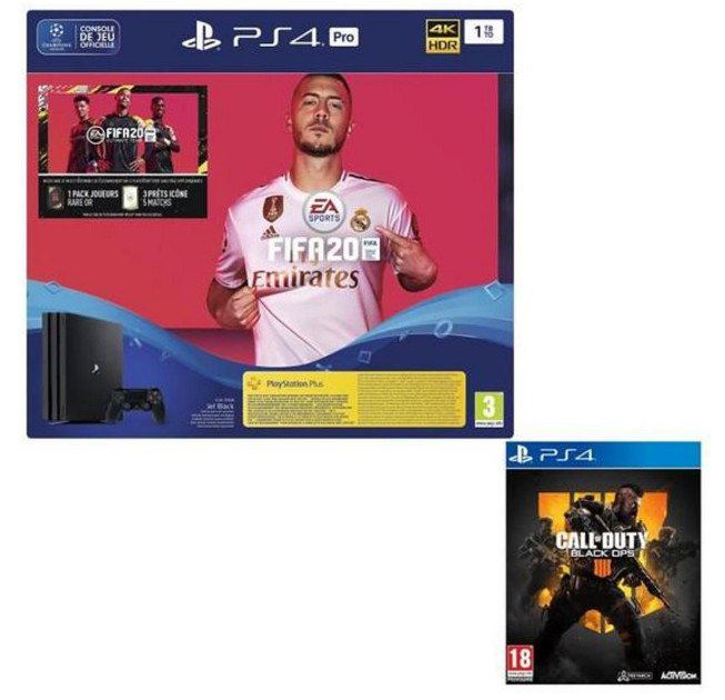 PS4 Pro 1TB + FIFA 20 + COD:Black OPS 4 + 14 días PS+ solo 394,4€